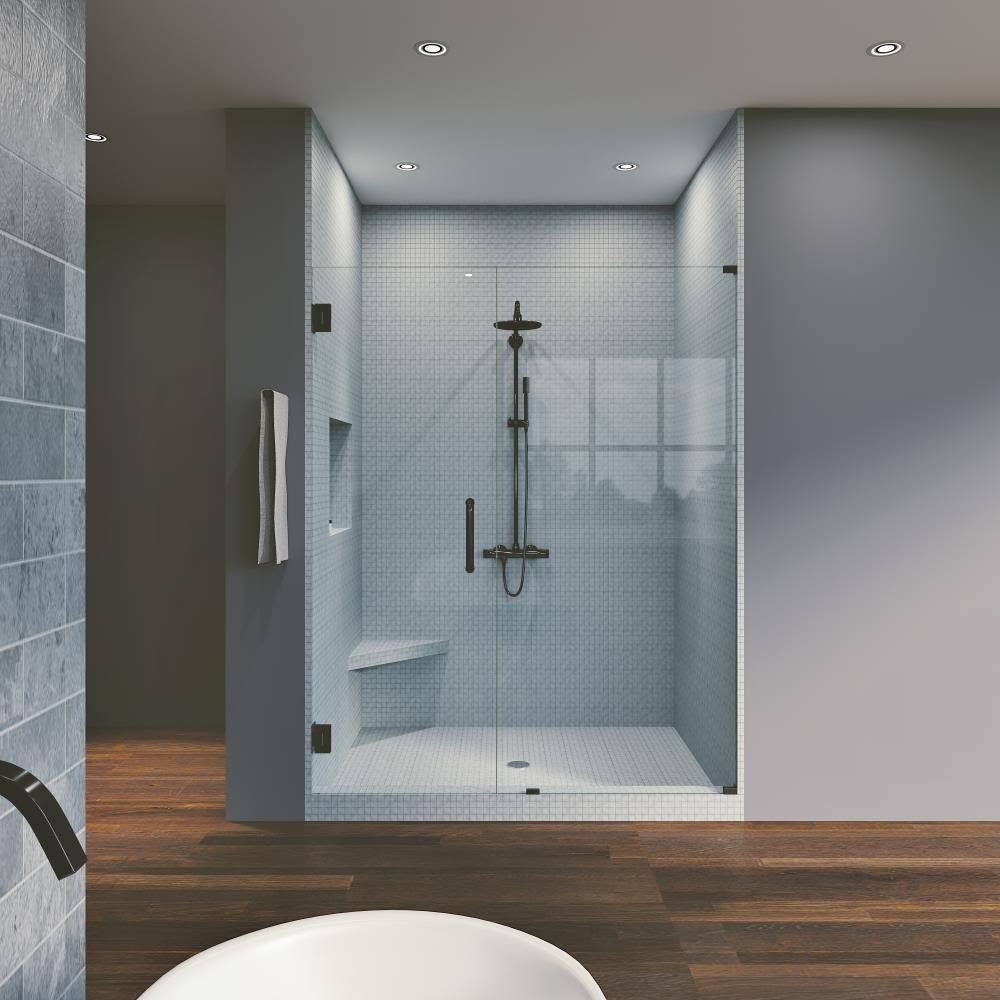 37.5x22 x 76x22 Hinged Frameless Shower Door Matte Black W1512