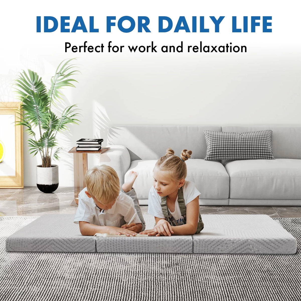 4 Inch Tri Folding Memory Foam Mattress Queen D67038