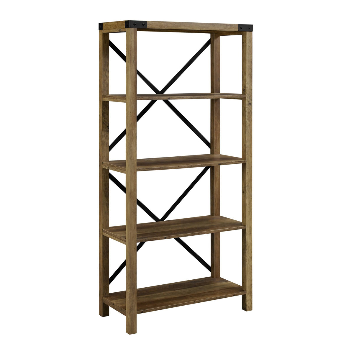 Rustic Oak Metal Bookcase B2061