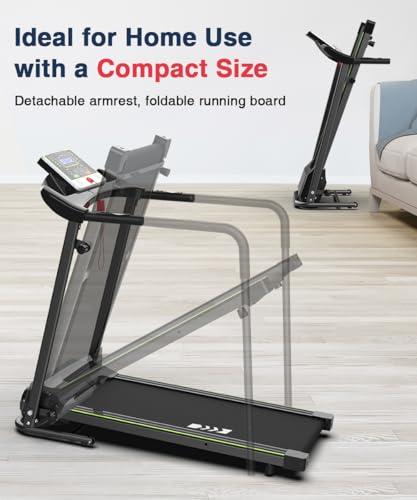 Foldable Walking Treadmill with Long Handrail, LCD Display, 300 lbs Capacity J538810