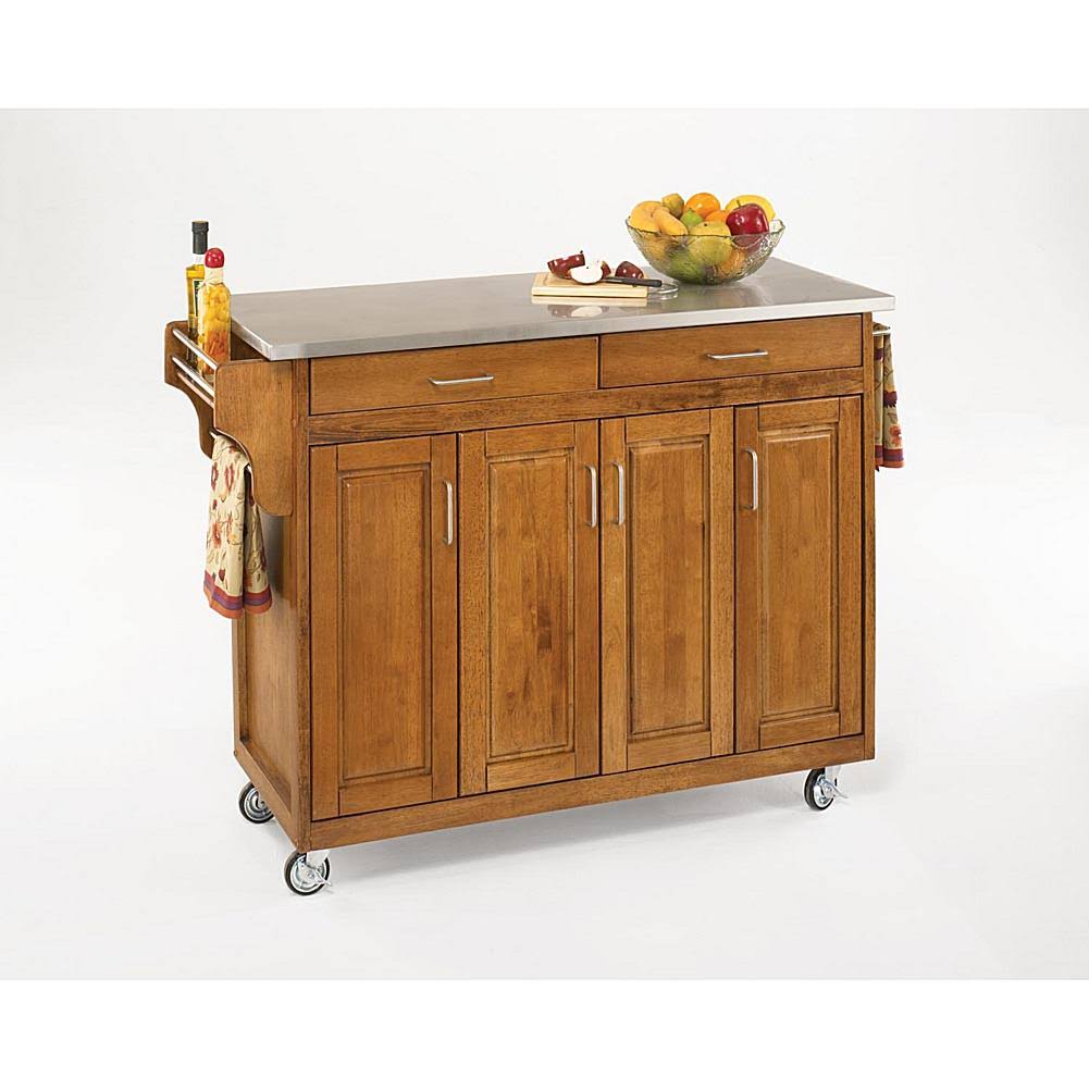 Cottage Oak Stainless Top Cart Q84903