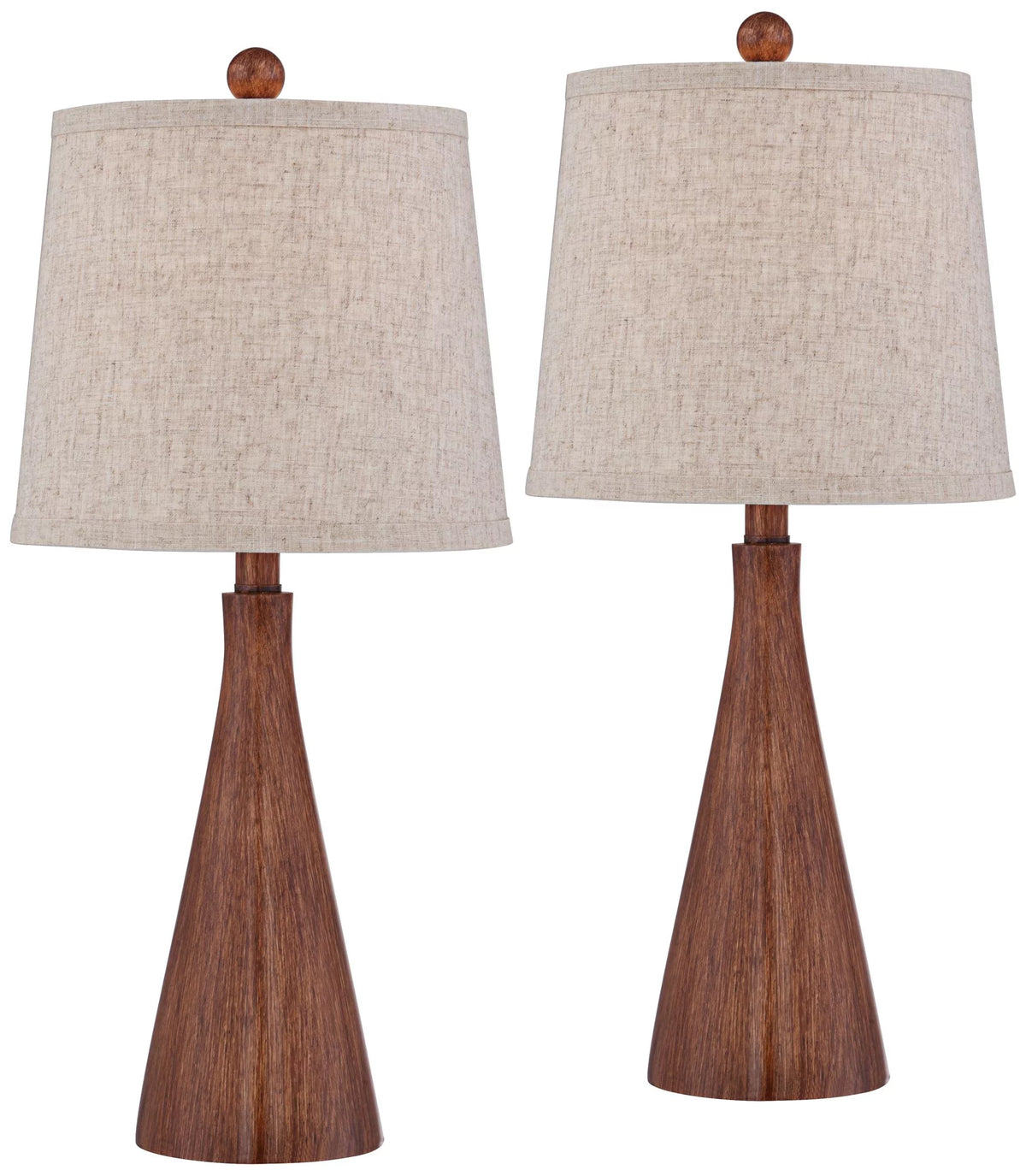 Set of 2 Brown Wood Finish Accent Table Lamps W4146