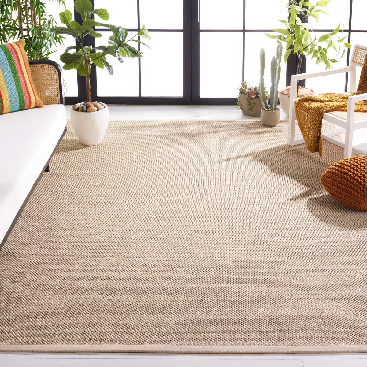 Natural Fiber Seagrass Area Rug, Marble/Beige, 9' x 12' Z41057