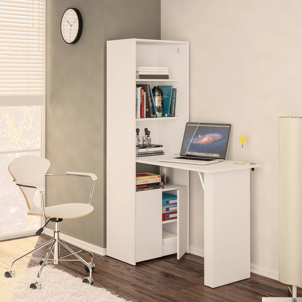 Modern Cabinet with Desk and Shelves, White F28400