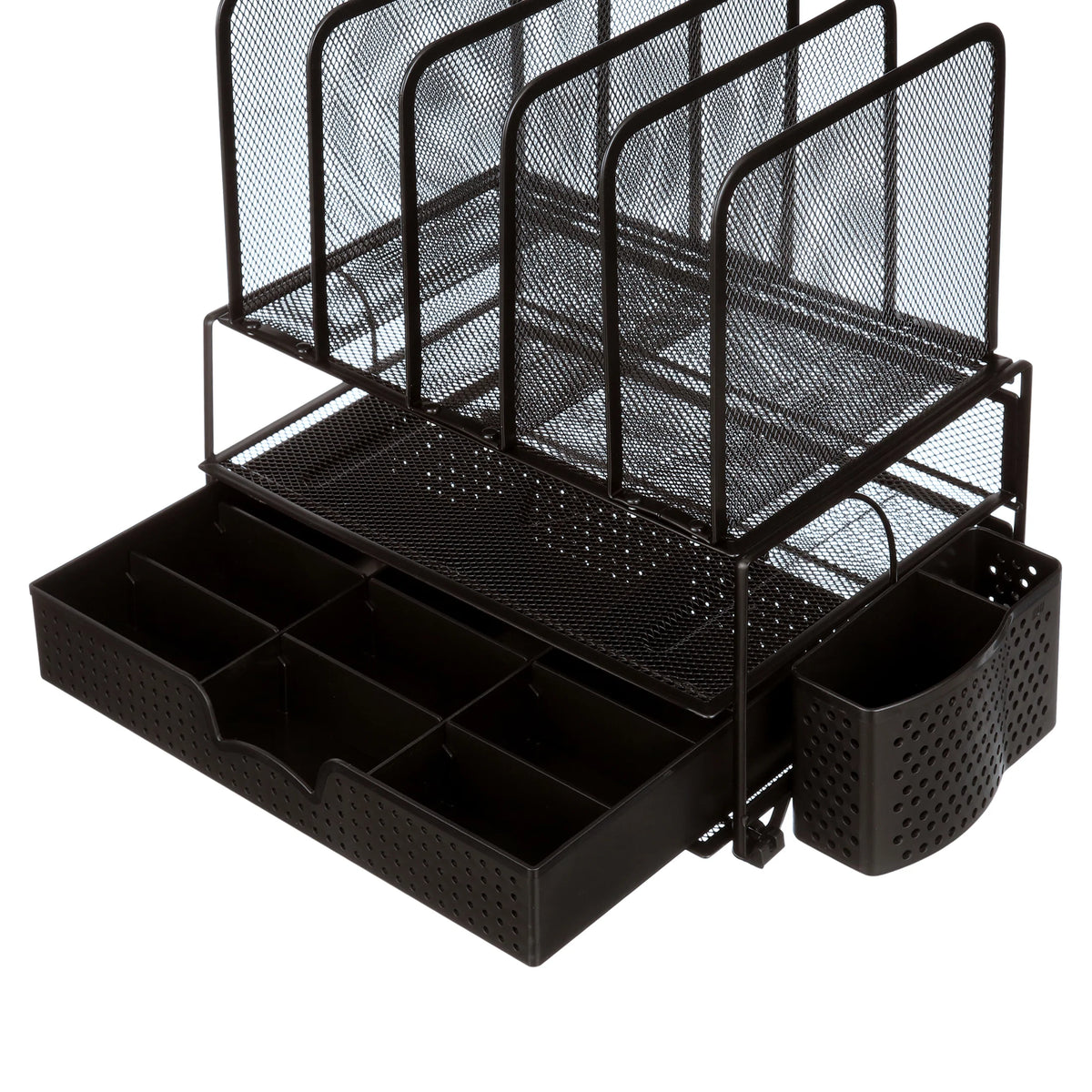 Black Mesh Desk Organizer with Sliding Drawer Q457