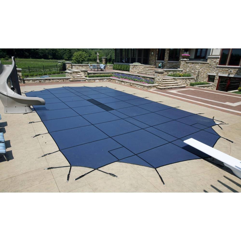 Blue 20-Year Ultra Light Solid Safety Cover for 14-ft x 28-ft Pool w/ Left Step M62104