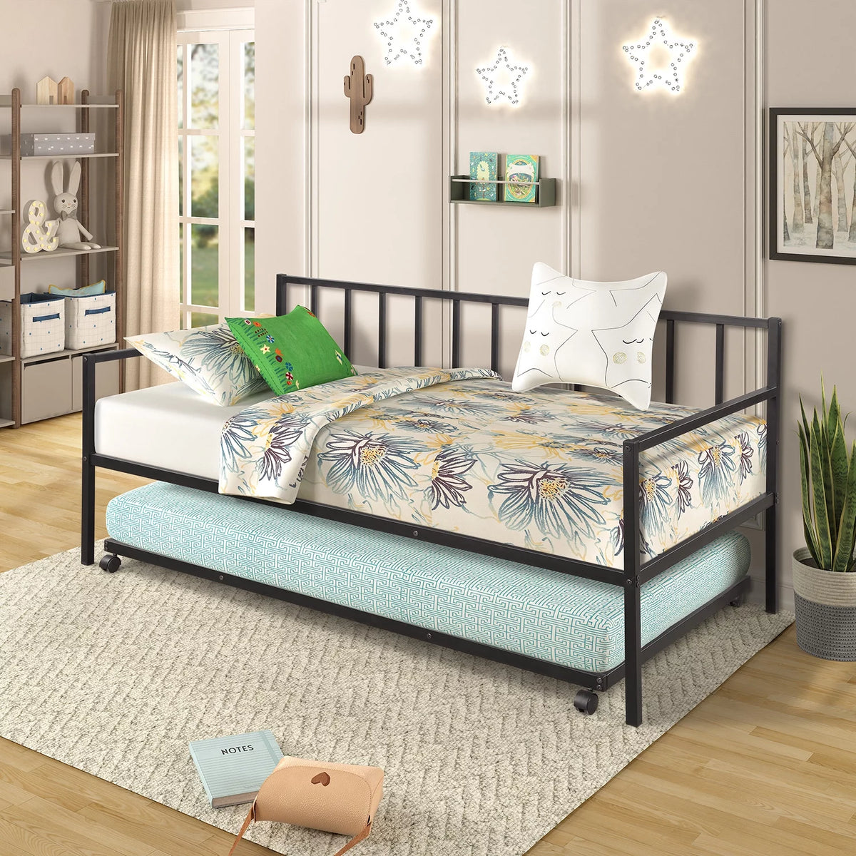 Black Twin Daybed and Trundle Set J36870
