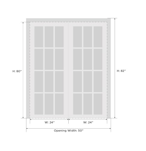 Solid French Double Doors 36 x 80 inches Opaque Glass White Silk Wood Solid Panel Frame H724
