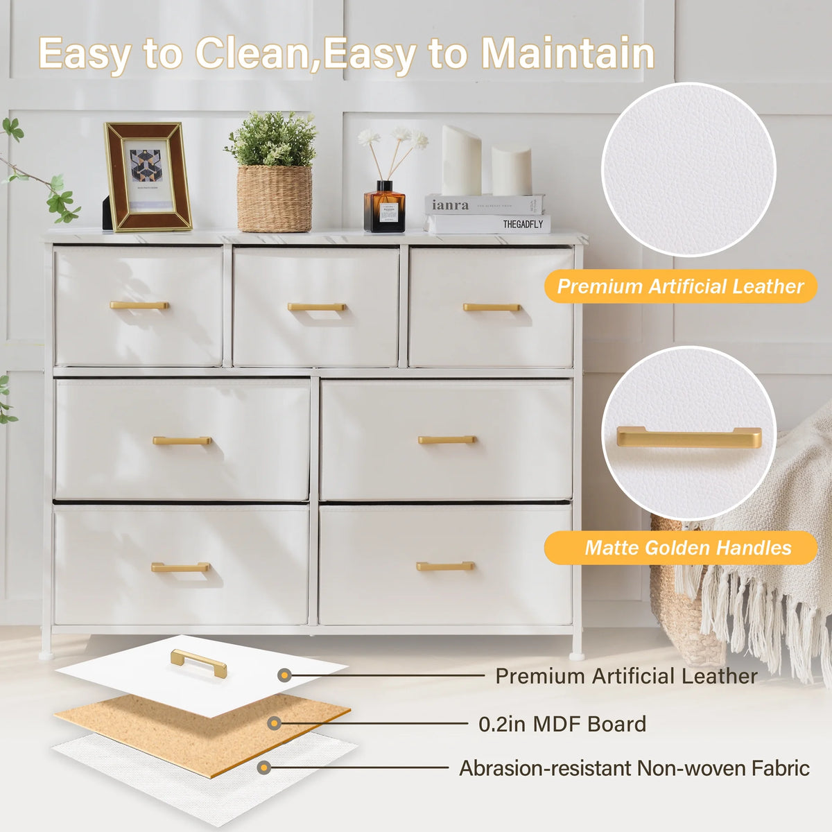 6 Drawer Fabric Dresser P2262