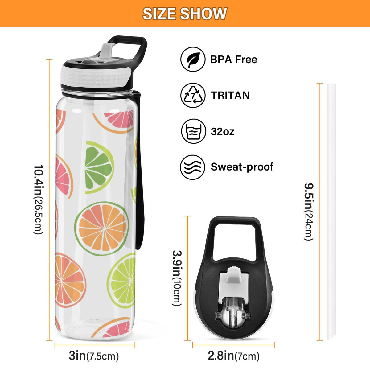 32oz Leakproof Tritan Sports Water Bottle with Straw M83140