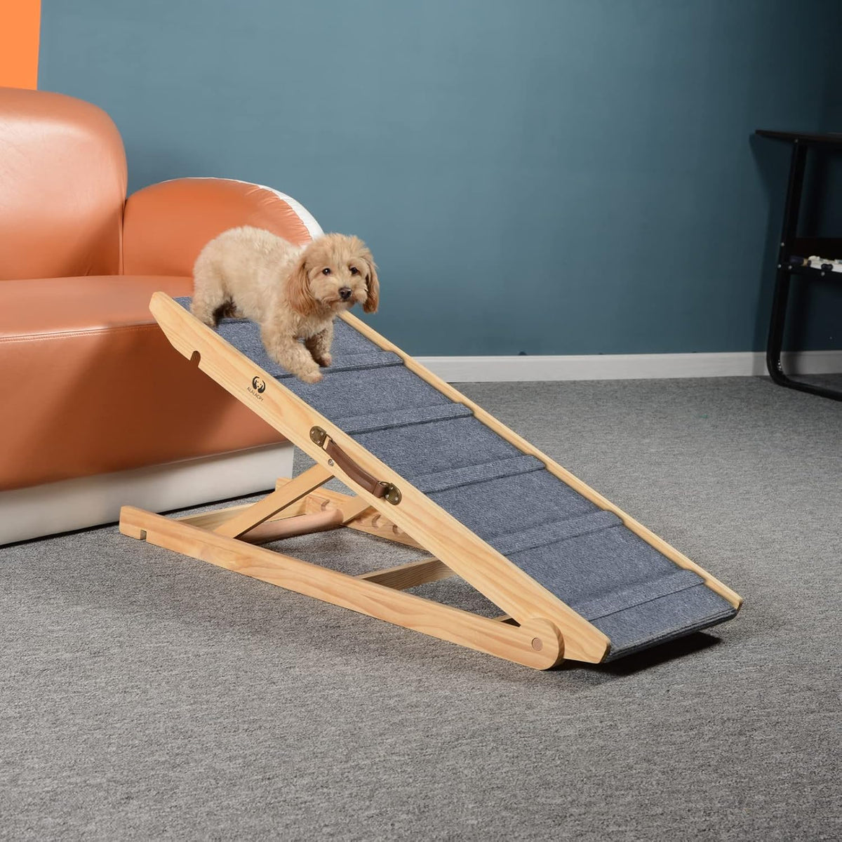 Folding Wooden Dog Ramp, 42" Long, Adjustable 14" to 26", 200lbs C34430