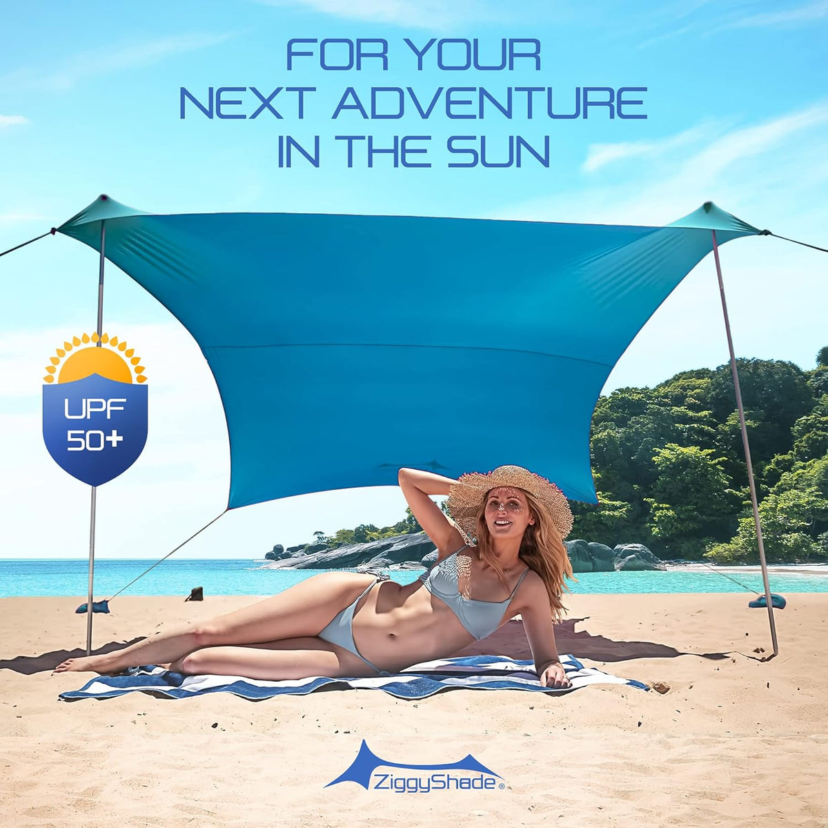 Lightweight UPF50+ Lycra Sun Shade Tent with Sandbag Anchors L12845