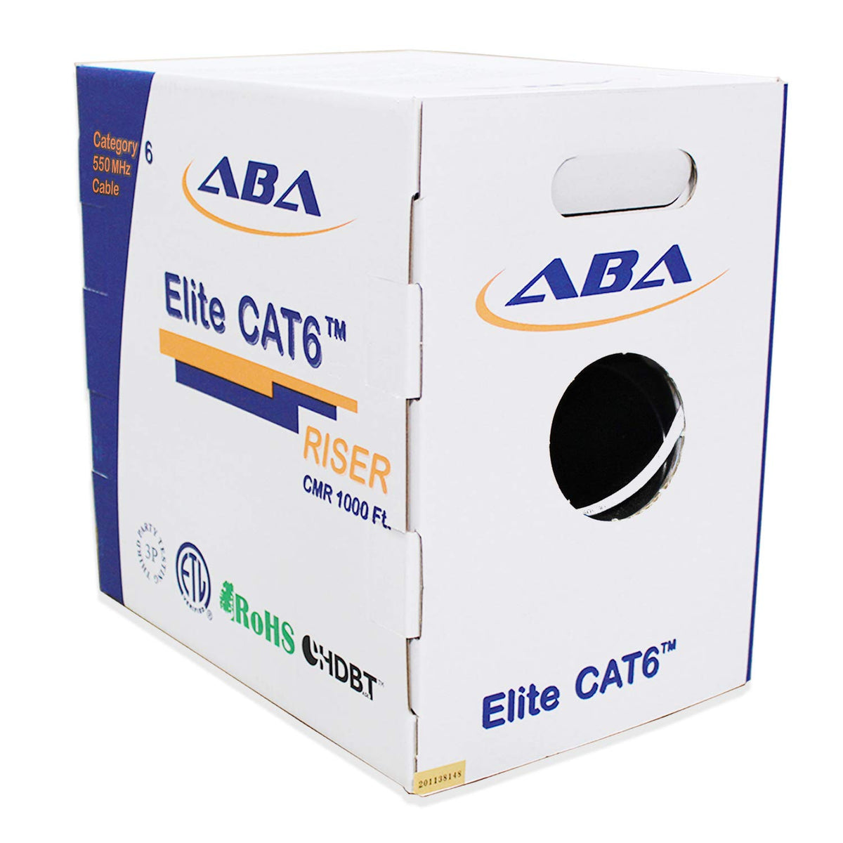 White 1000ft Cat6 Riser UTP 23AWG Bare Copper Ethernet Cable C548