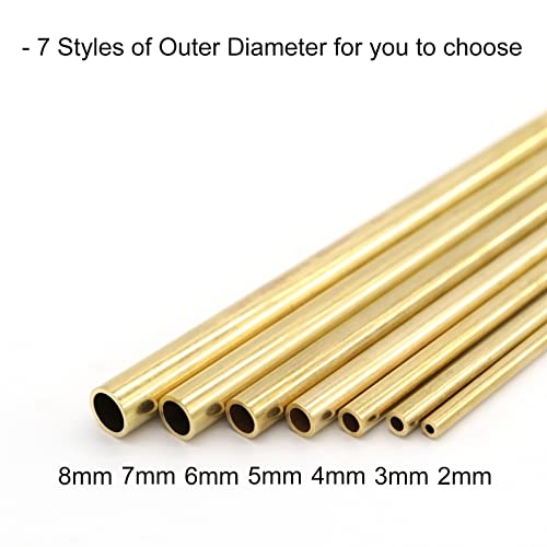 Brass Round Tube 0.5mm Wall Thickness 300mm Length Metal Seamless Straight Pipe Tubing 3pcs V99367