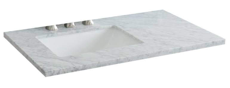 37 Inches White Carrara Top Rectangle Left Sink D12391