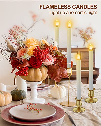 Gold Flameless LED Taper Candles with Remote Controls F23613