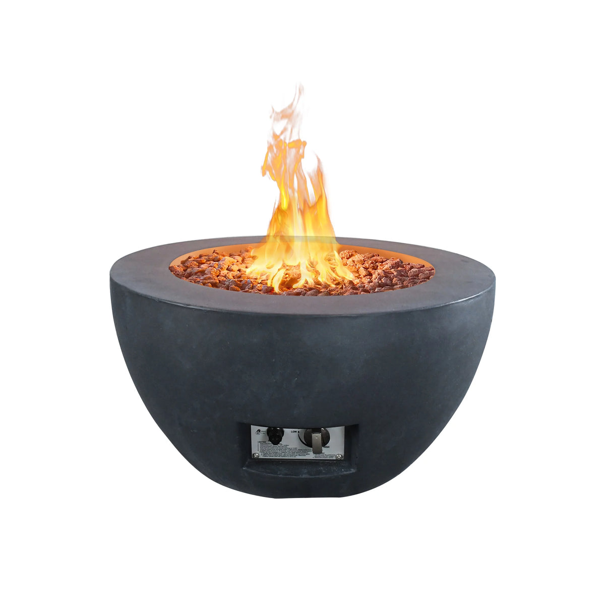 25 Inch Wide Round Concrete and Metal Propane Gas Fire Pit Table F71447