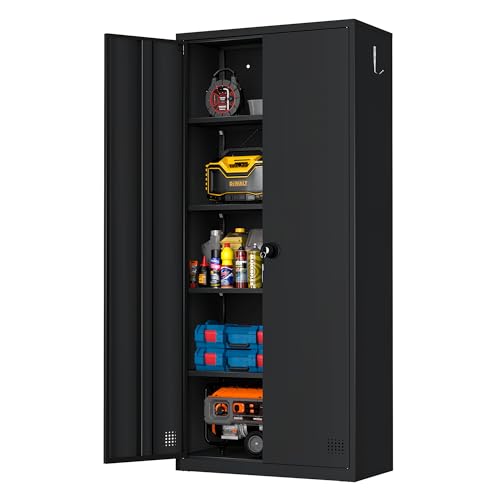 Metal Garage Storage Cabinet with 2 Doors and 4 Adjustable Shelves M21062