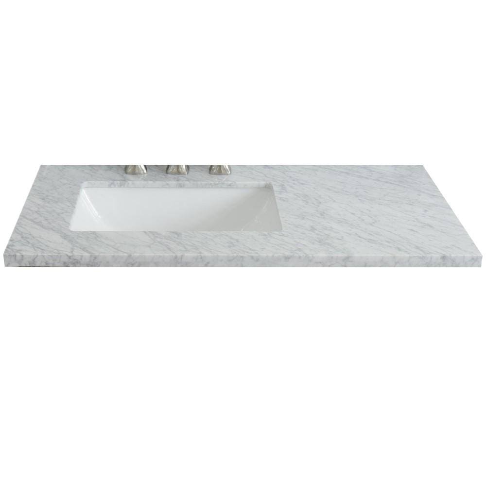 37 Inches White Carrara Top Rectangle Left Sink D12391