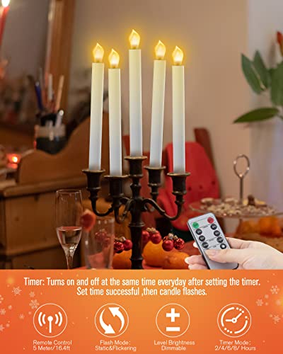 Gold Flameless LED Taper Candles with Remote Controls F23613