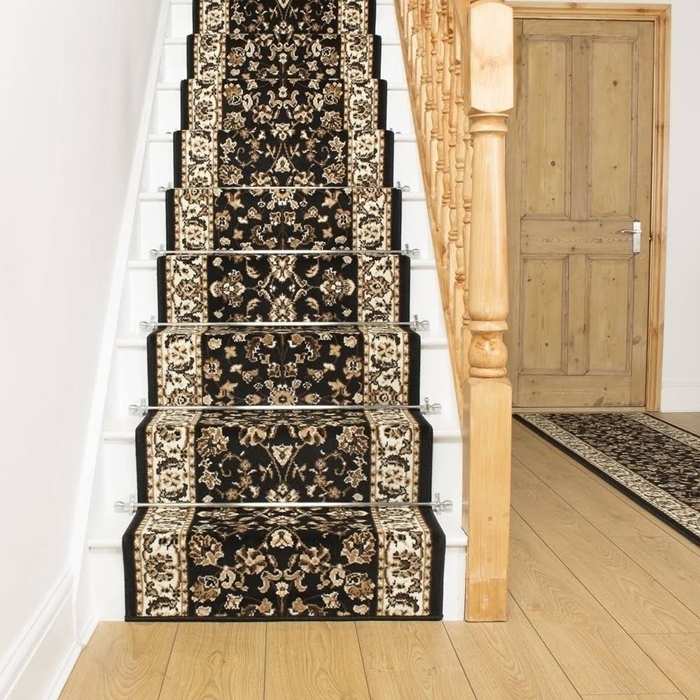 Persian Black Stair Carpet Runner 16 foot X7831