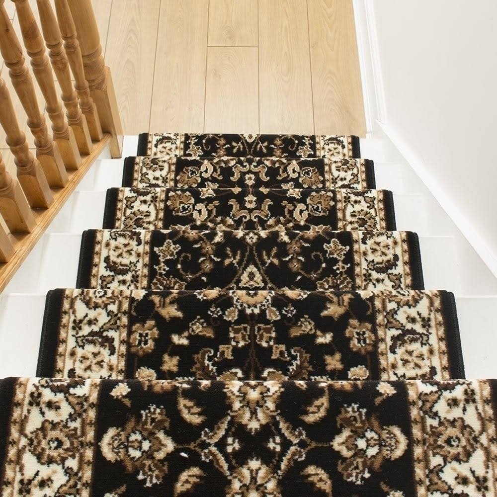 Persian Black Stair Carpet Runner 16 foot X7831