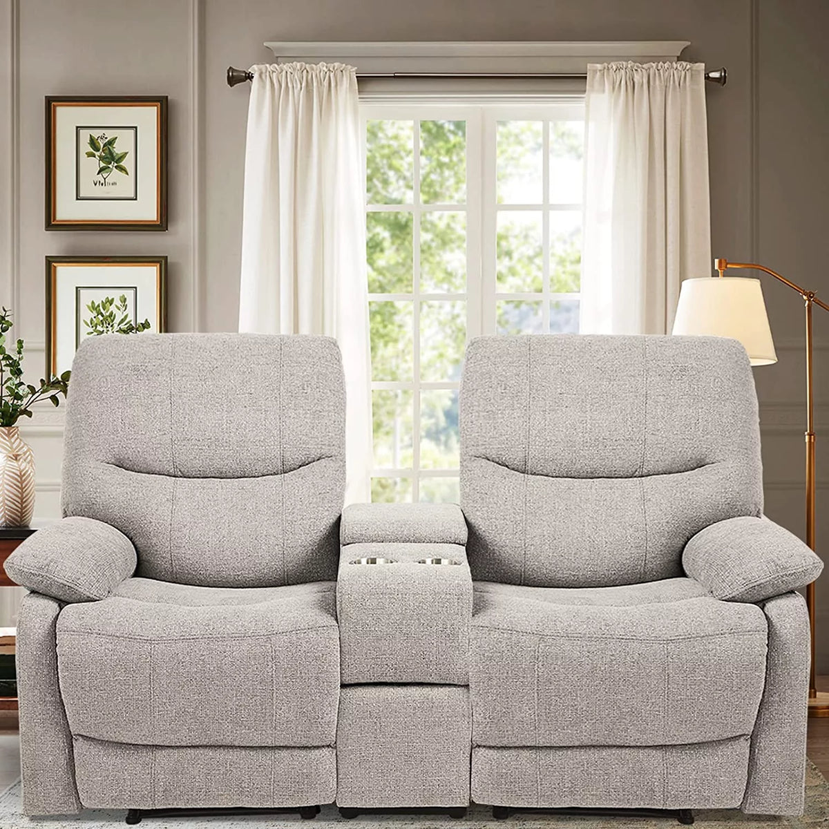 Fabric Double Reclining Loveseat with Console D1567