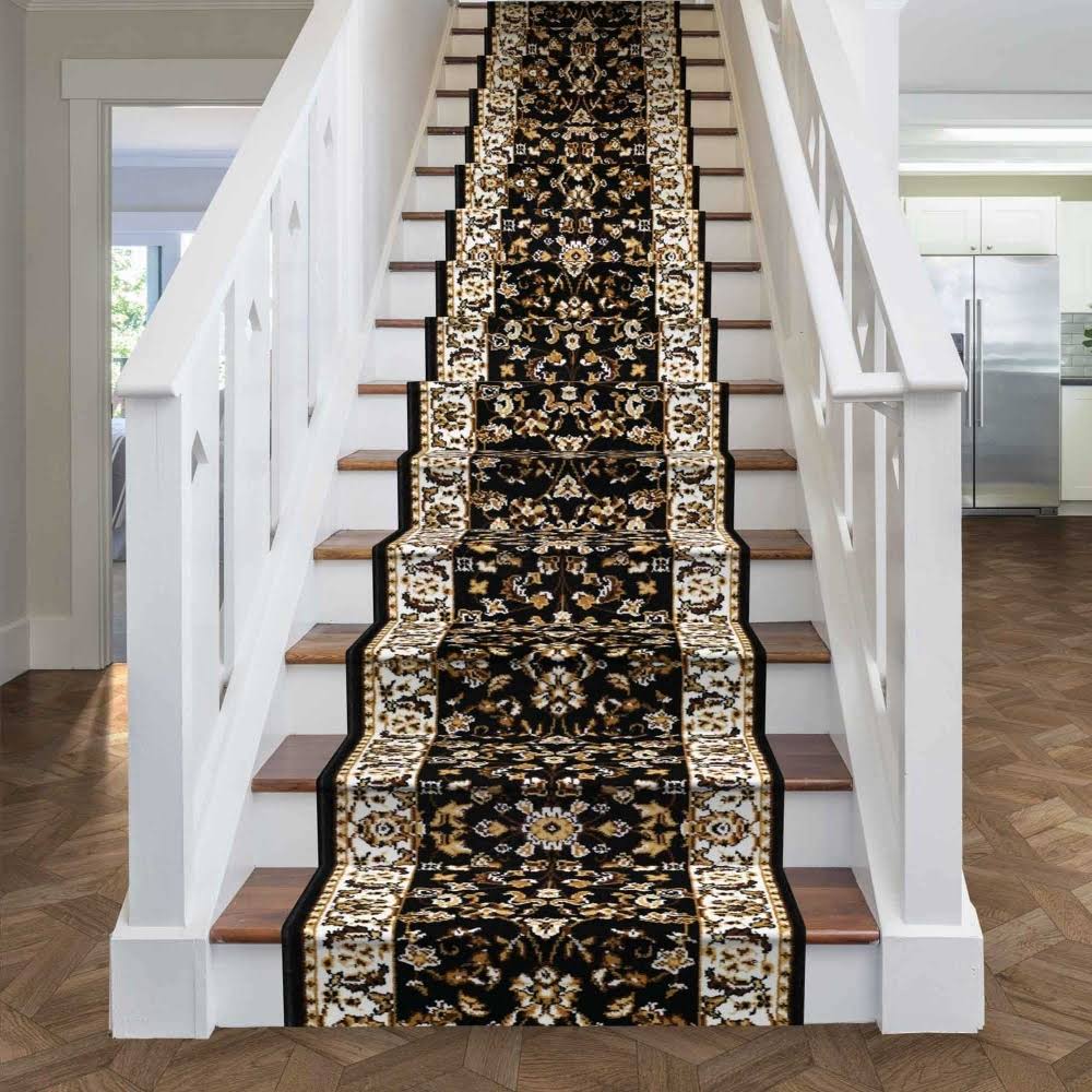 Persian Black Stair Carpet Runner 16 foot X7831