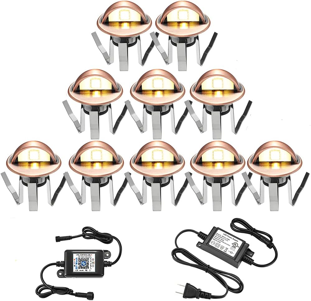 10 Pack Warm White Waterproof Low Voltage LED Deck Light Kit G4920