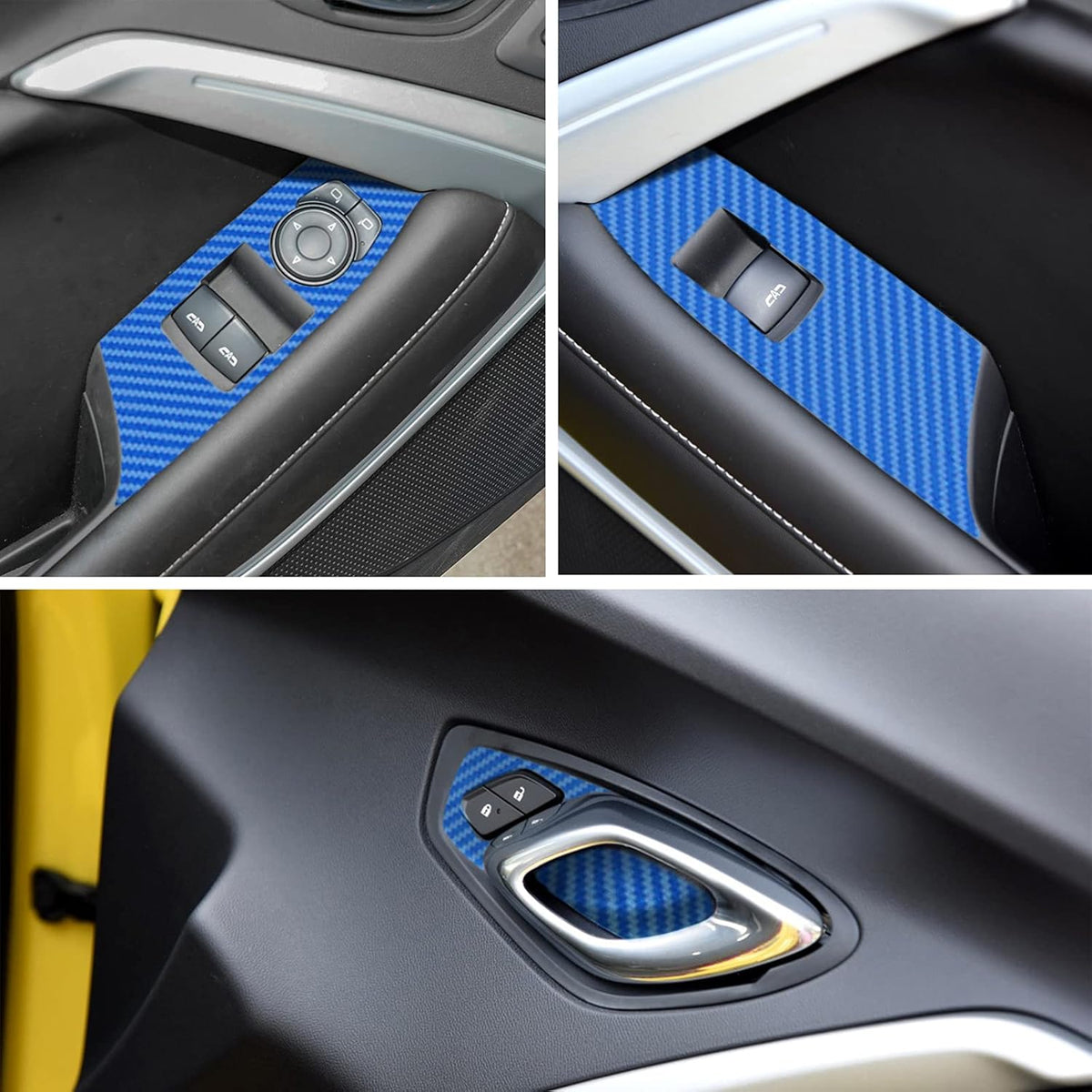 Blue Carbon Fiber Texture Vinyl Wrap Interior Sticker 28PCS H1476