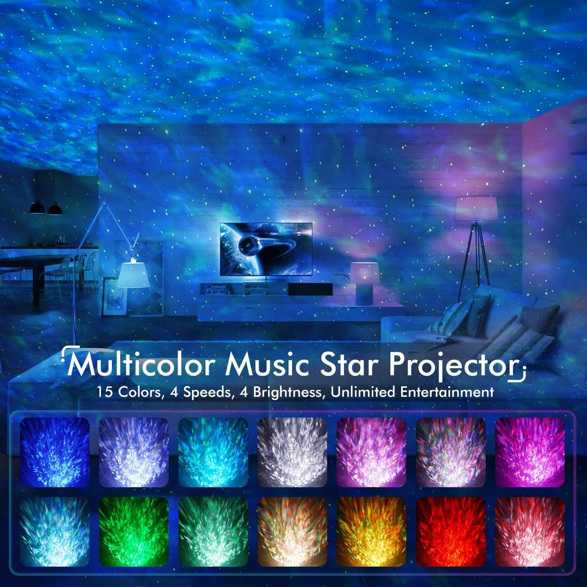 21 Color Modes Star Projector with Bluetooth Music Speaker A778