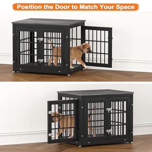 Natural and White Extra Large Wooden Dog Crate Furniture N643