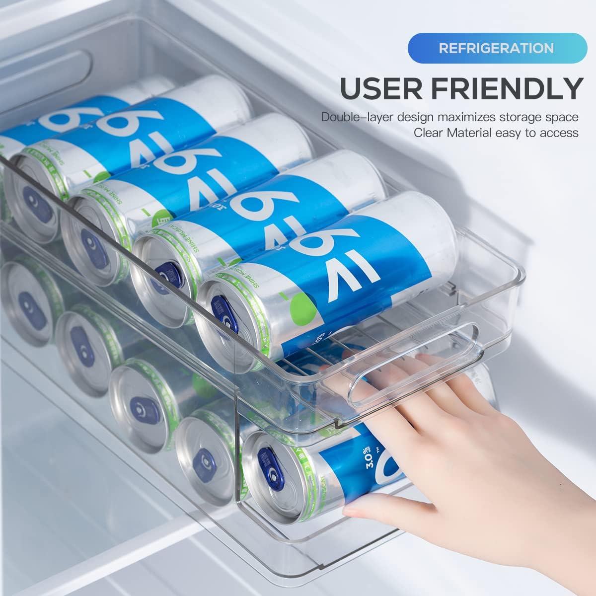 Clear Plastic Soda Can Organizer, Holds 12 Cans D2213