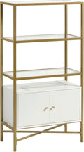 White Bookcase with Doors H91691