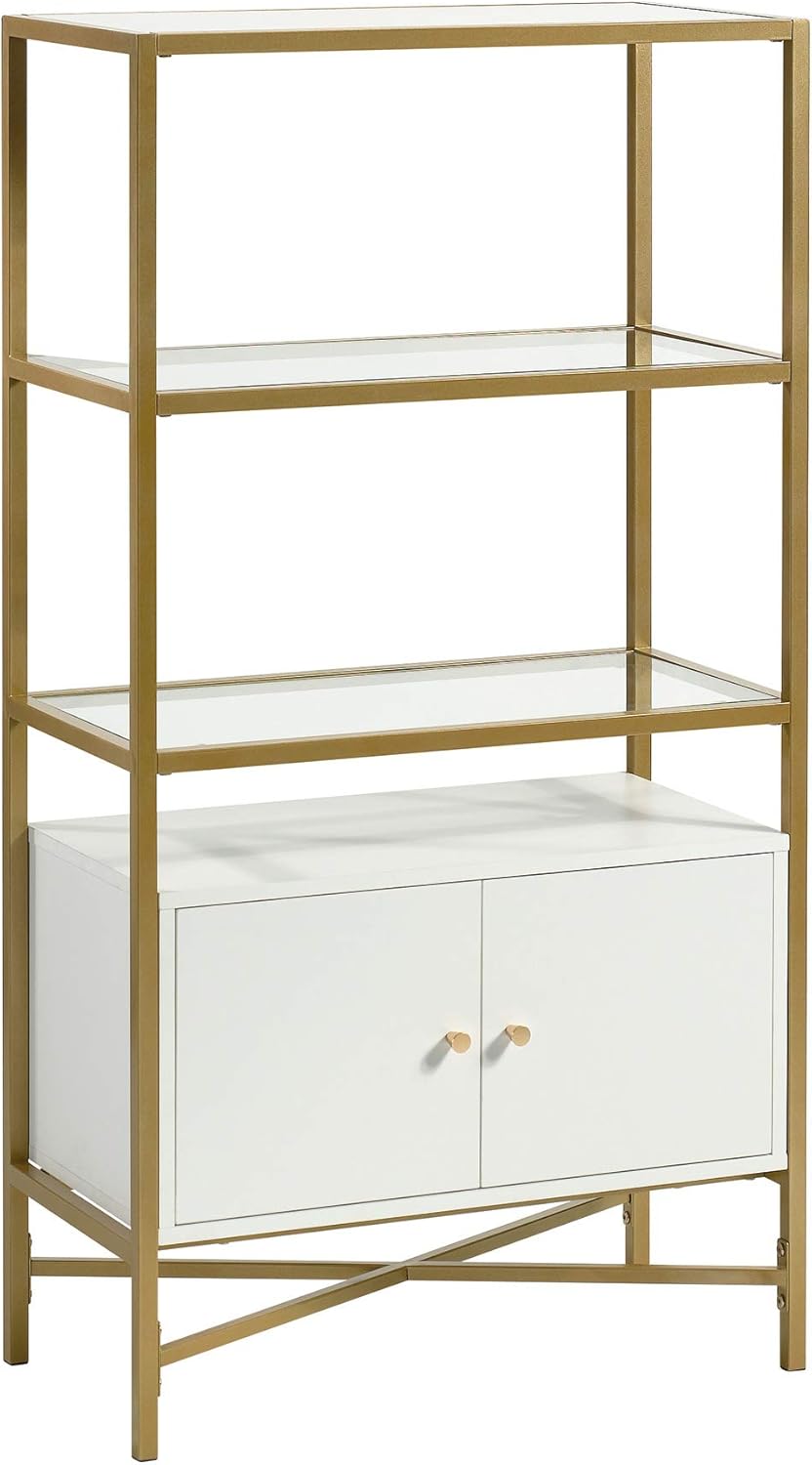 White Bookcase with Doors H91691