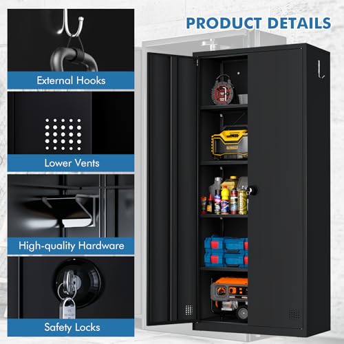 Metal Garage Storage Cabinet with 2 Doors and 4 Adjustable Shelves M21062