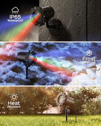 Halloween Christmas Projector Light, Outdoor 2-in-1 HD Holiday Projector Light with Remote Control, IP65 Waterproof (12 Slides, 10 Colors) K3039