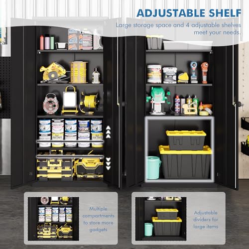 Metal Garage Storage Cabinet with 2 Doors and 4 Adjustable Shelves M21062