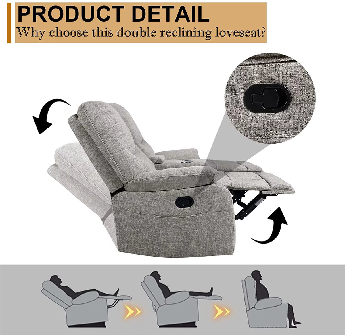 Fabric Double Reclining Loveseat with Console D1567