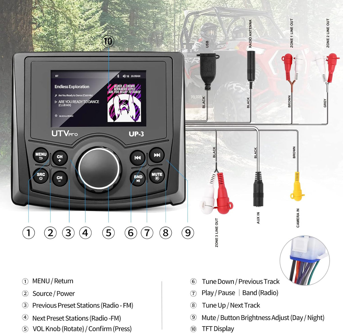 UTV Stereo AM/FM with Bluetooth T9477