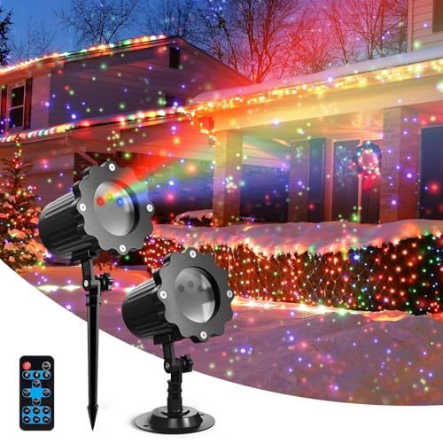 Halloween Christmas Projector Light, Outdoor 2-in-1 HD Holiday Projector Light with Remote Control, IP65 Waterproof (12 Slides, 10 Colors) K3039