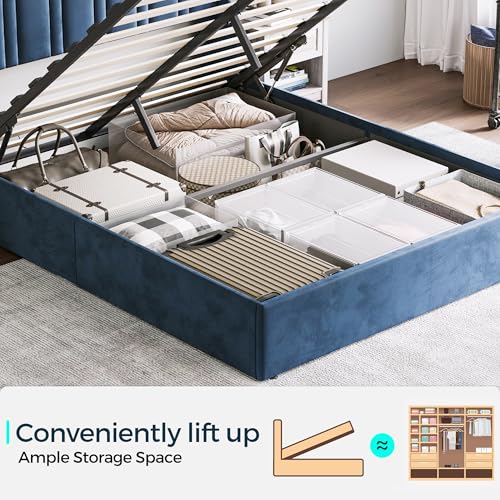 Dark Grey Queen Size Upholstered Storage Bed Frame with LED Lights G125668