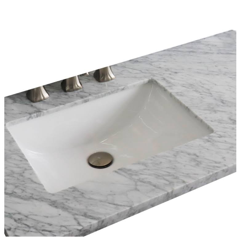 37 Inches White Carrara Top Rectangle Left Sink D12391