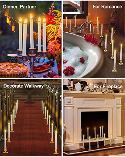 Gold Flameless LED Taper Candles with Remote Controls F23613