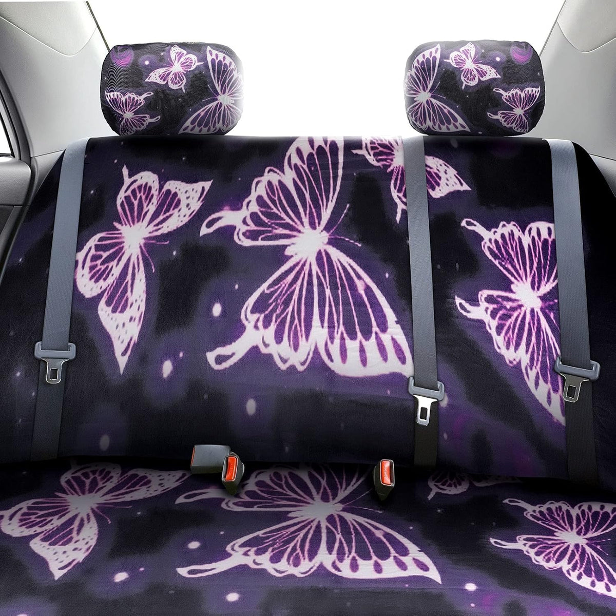 15 Pieces Purple Butterfly Car Seat Covers Full Set Y3254