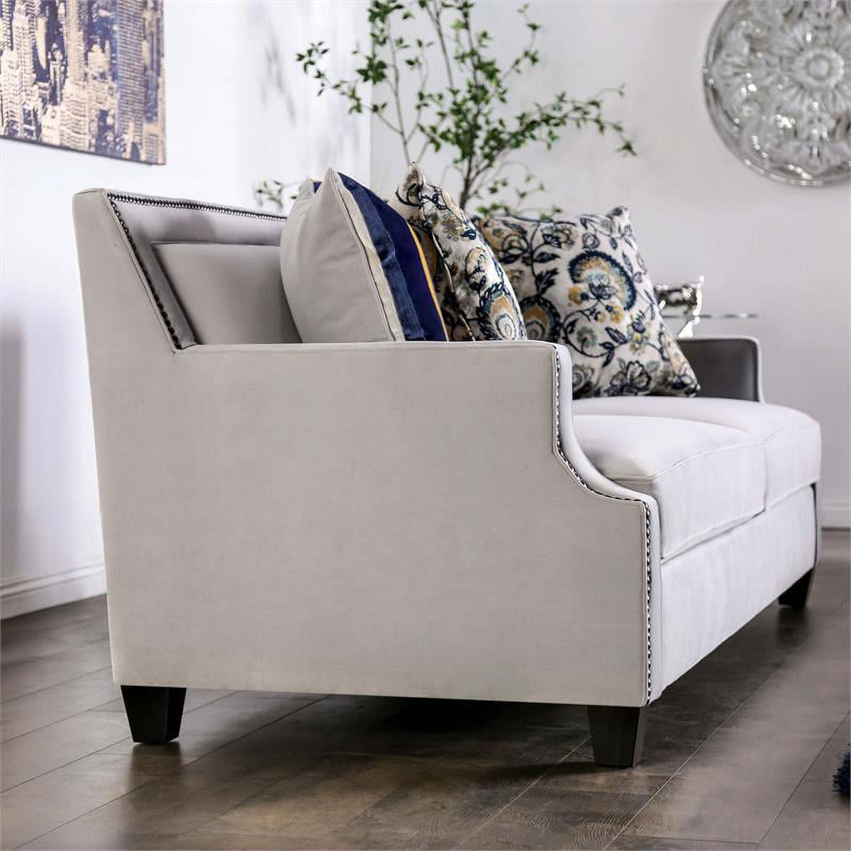 Light Gray 2-Piece Fabric Sofa Set Q3256