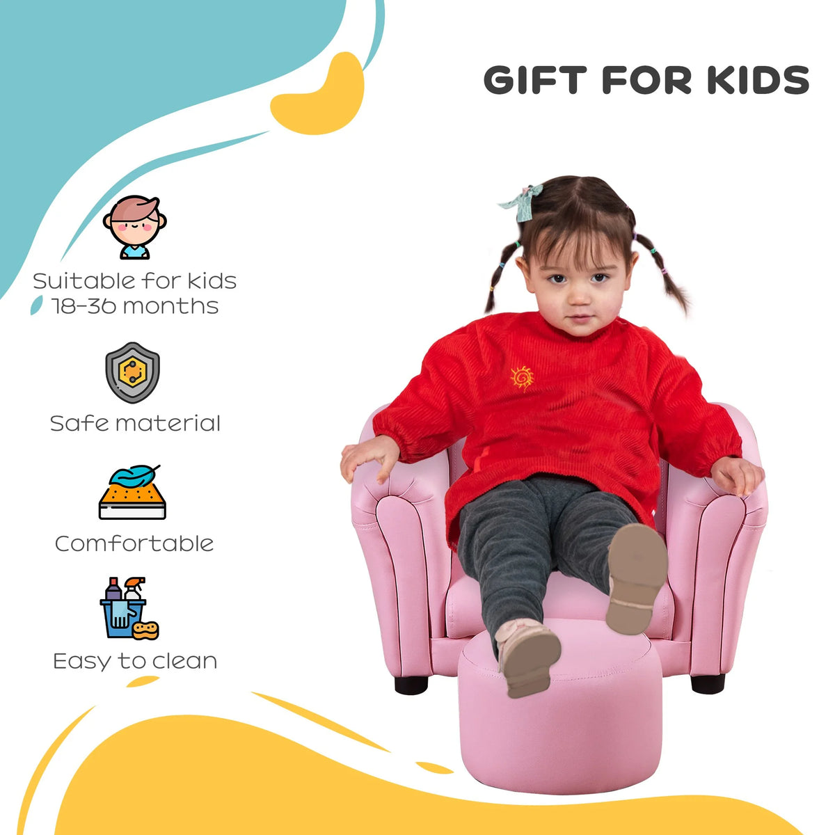 Pink Kids Sofa Chair with Ottoman P746100