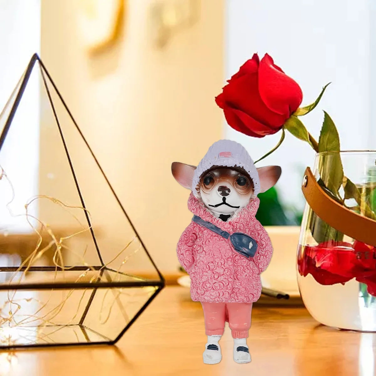Dog Figurine Resin Statue Handmade Puppy Sculpture Ornament Decor A123031