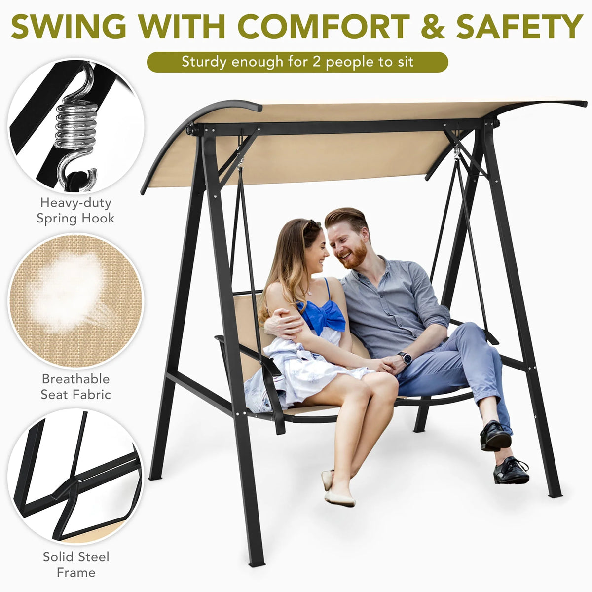 2-Seat Swing Loveseat with Canopy R674