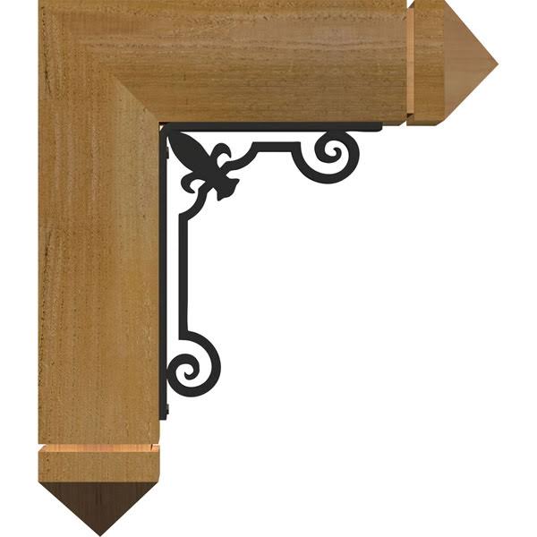 4x22W x 15 1/2x22D x 18x22H Fleur De Lis Arts & Crafts Ironcrest Rough Sawn Bracket, Western Red Cedar D891719